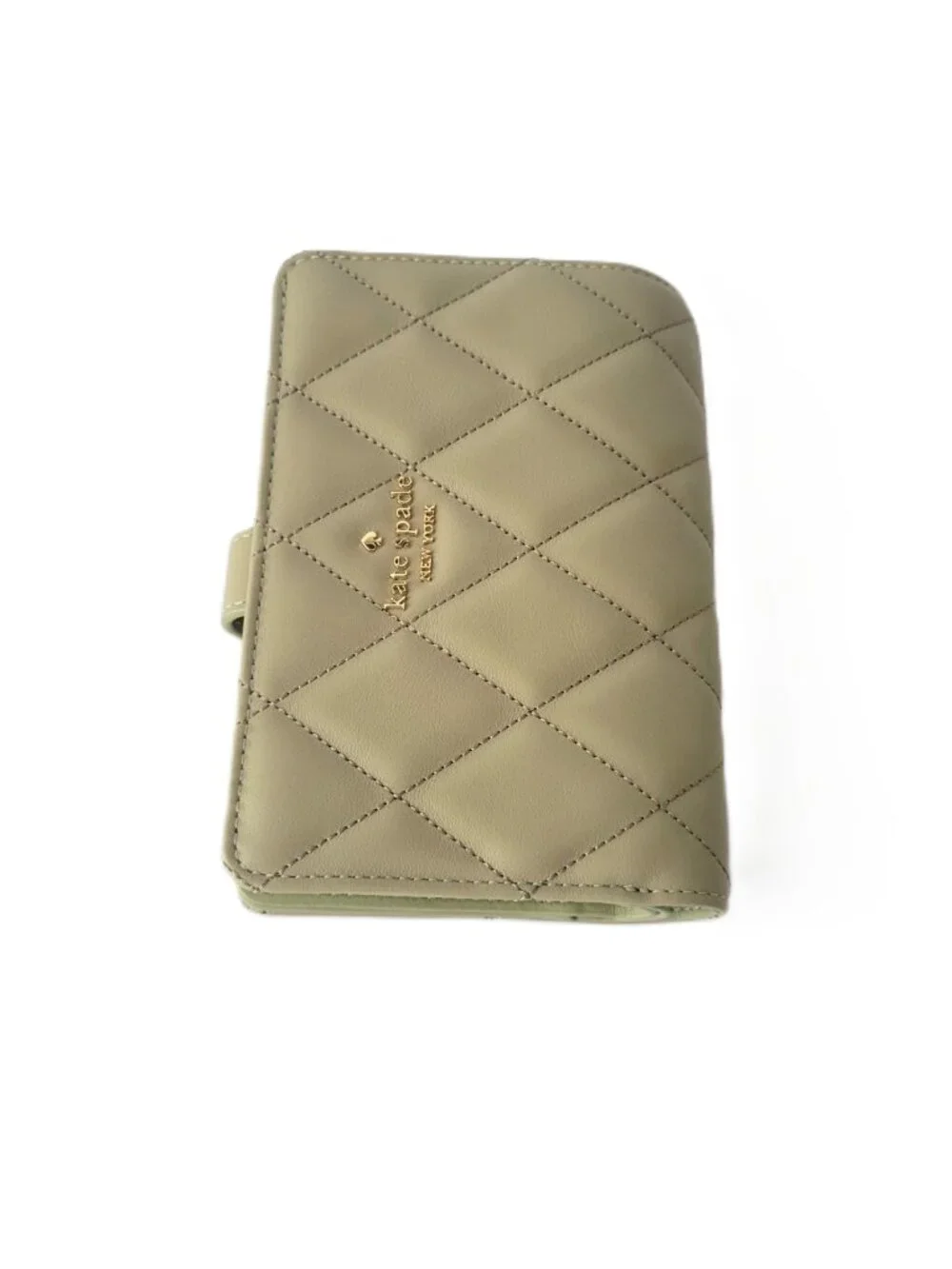 Kate Spade KN755 Smooth Quilted Leather Medium Bifold Wallet Elm